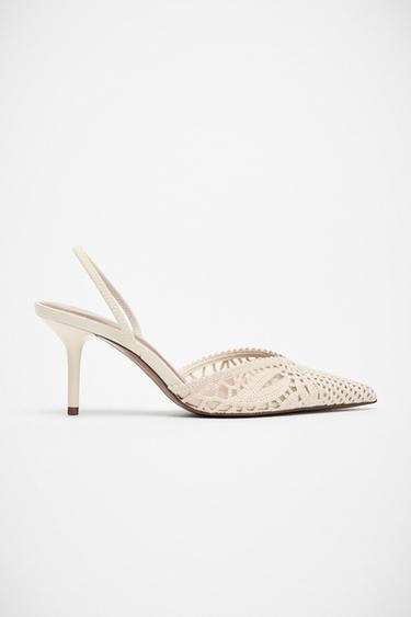 SANDALES À TALONS AJOURÉES - Blanc écru de Zara
