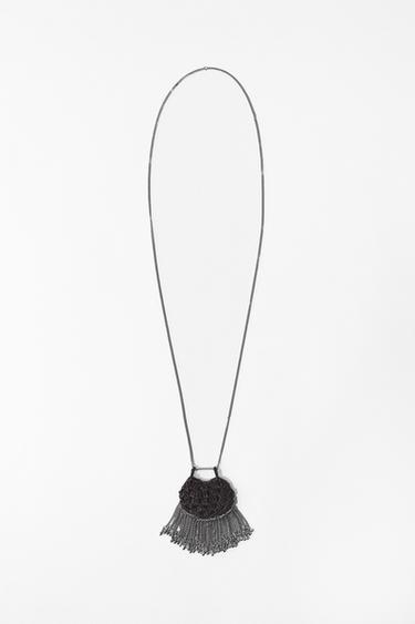 Zara CROCHET BAG LONG NECKLACE - Brown