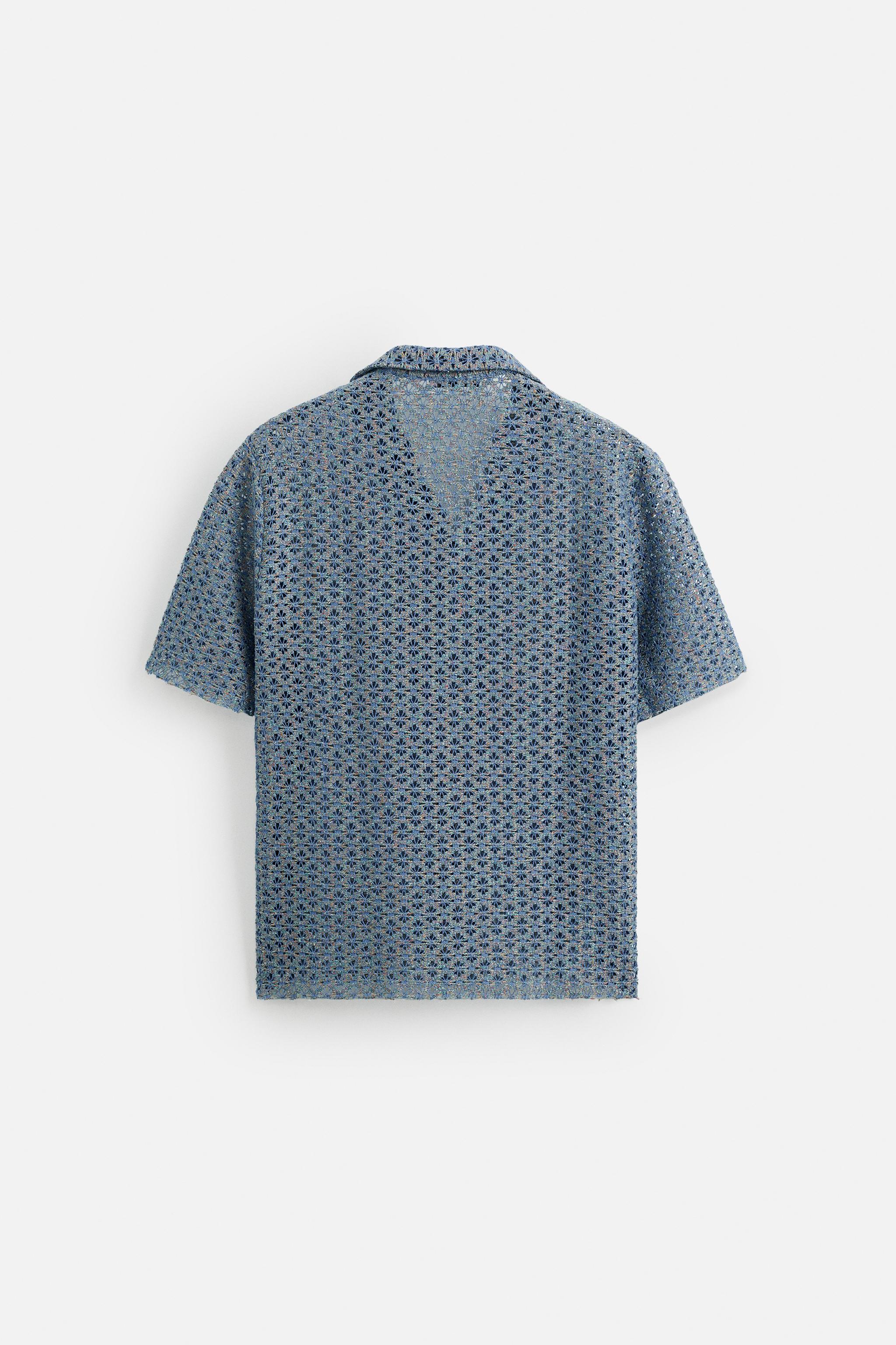 【ZARA】オープン構造シャツ ライトブルー | 0794/405/406 OPEN WEAVE SHIRT - Light blue | ZARA United States