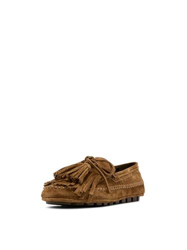 Zara Split suede loafers with fringing and tassels - Dark tan