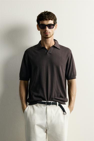 POLO PUNTO CANALÉ REGULAR FIT - Chocolate de Zara