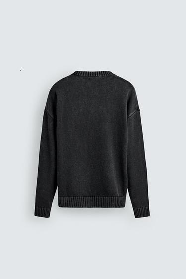 PULL LAVÉ BRODÉ - Noir de Zara - Image 8