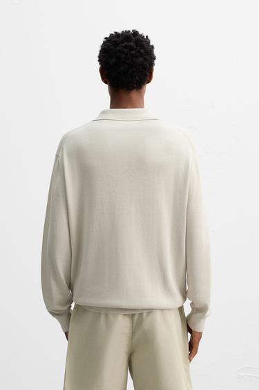 COTTON/HEMP KNIT POLO SHIRT - Sand by Zara - Image 2