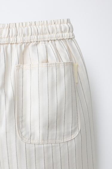 PANTALON CONFORTABLE À RAYURES - Écru de Zara - Image 3