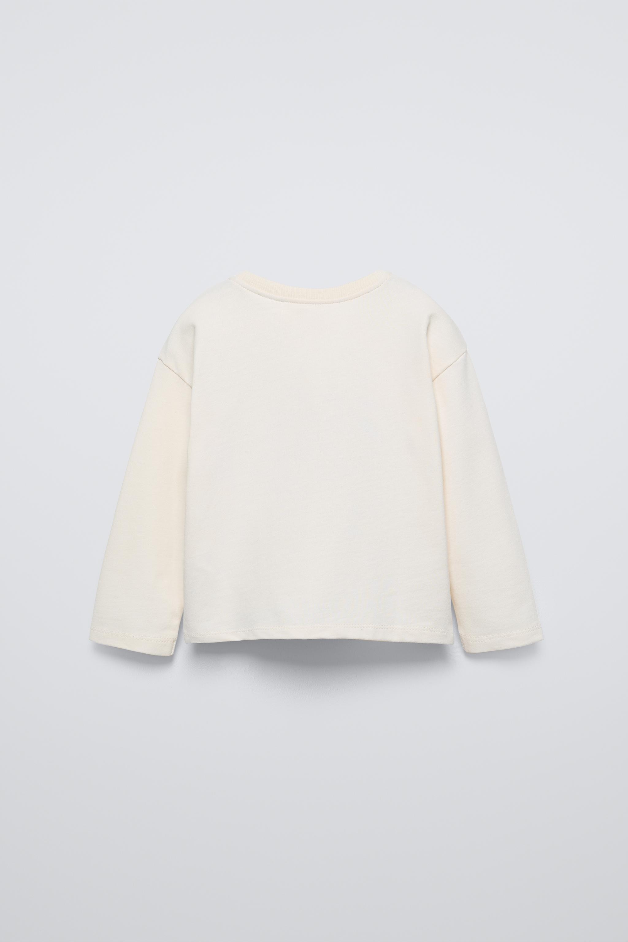 T-SHIRT WITH SHINY PRINT - Ecru | ZARA New Zealand