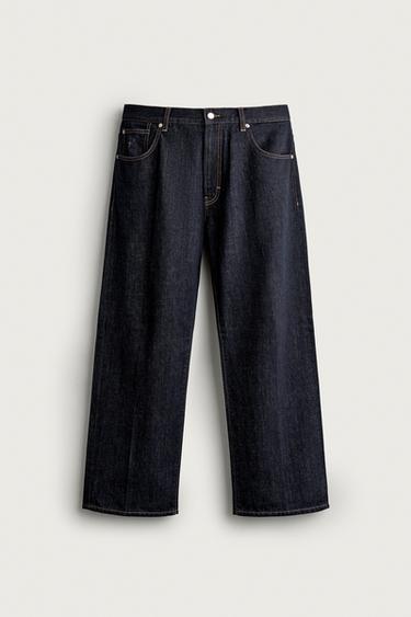 JEANS LOOSE CROPPED FIT - Azul de Zara