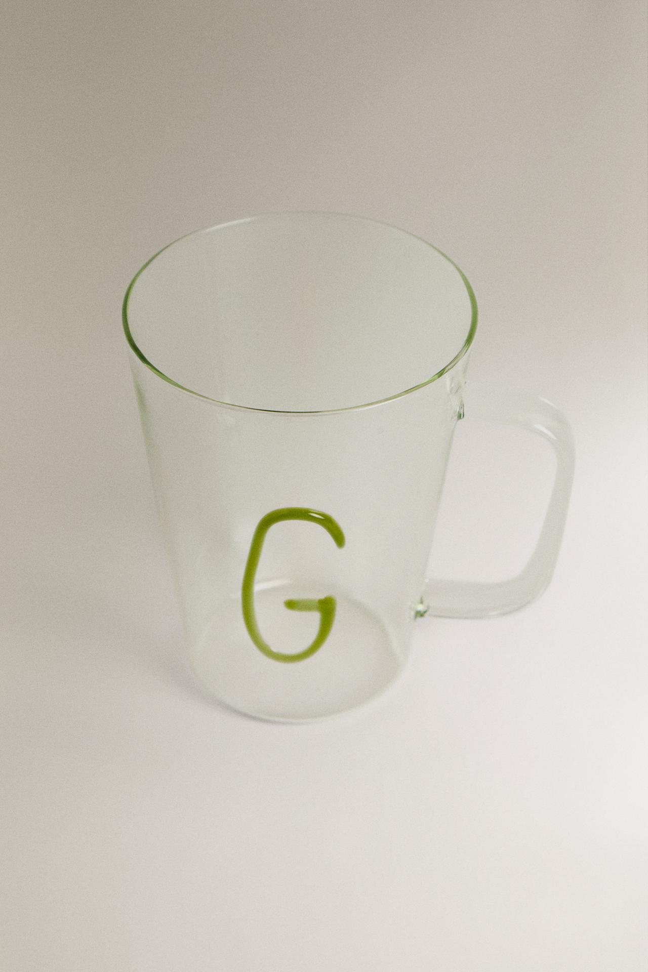 BOROSILICATE MUG WITH INITIAL G — Olive green