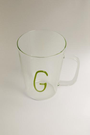 BOROSILICATE MUG WITH INITIAL G - Olive green by Zara - Image 1
