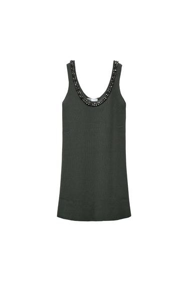 VESTIDO PUNTO LISO ABALORIOS JOYA
