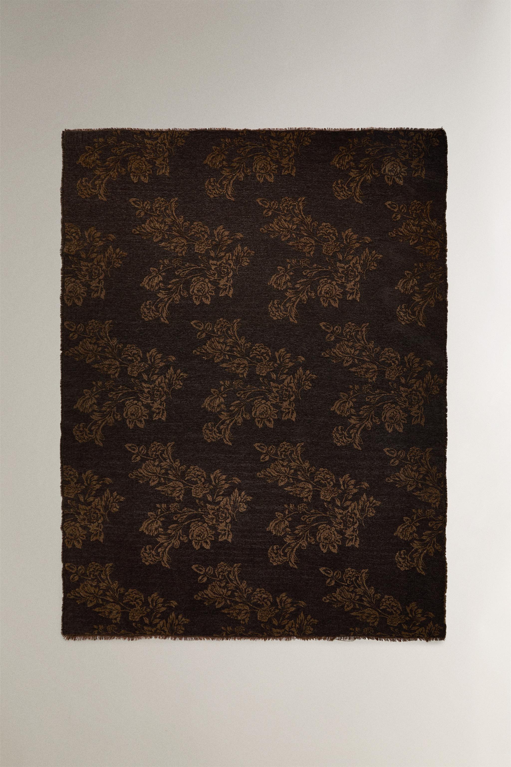 シェニール ジャカード ブランケット - ブラウン | ZARA Japan / 日本