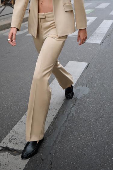 PANTALON FLARE TAILLE BASSE - Sable de Zara - Image 3