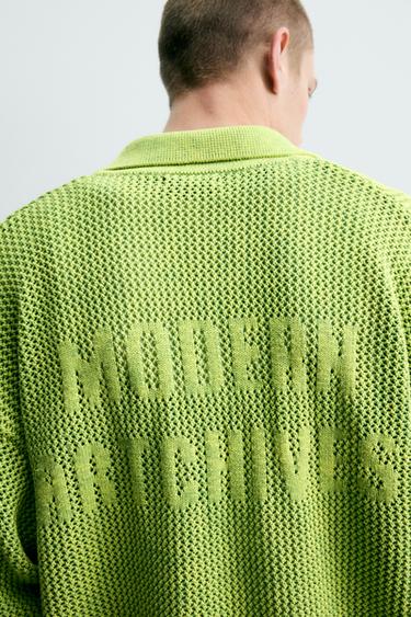 POLO EN MAILLE STRUCTURÉE DÉLAVÉE - vert délavé de Zara - Image 6