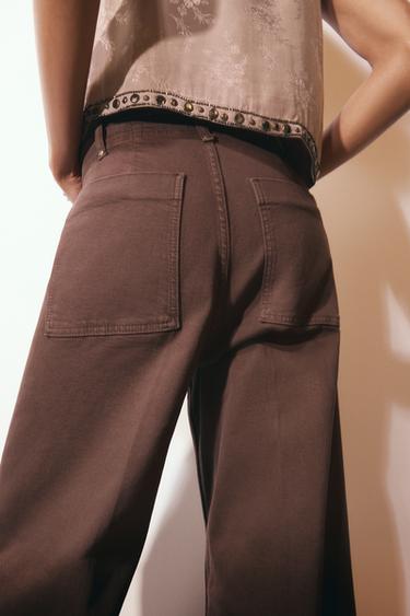 JEANS ZW COLLECTION WIDE LEG TIRO ALTO - Marrón claro de Zara