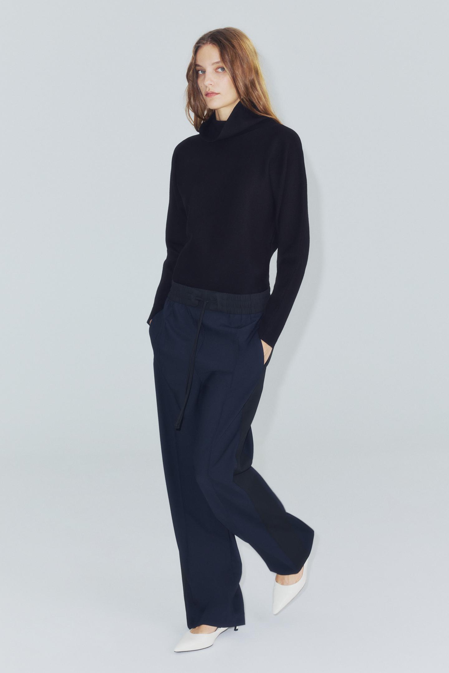 Женские брюки Zara ZW Collection Side Stripe, цвет: Тёмно-синий — фото 5