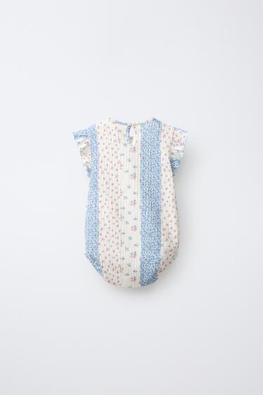 PATCHWORK FLORAL BODYSUIT - Blue/White by Zara - Image 1