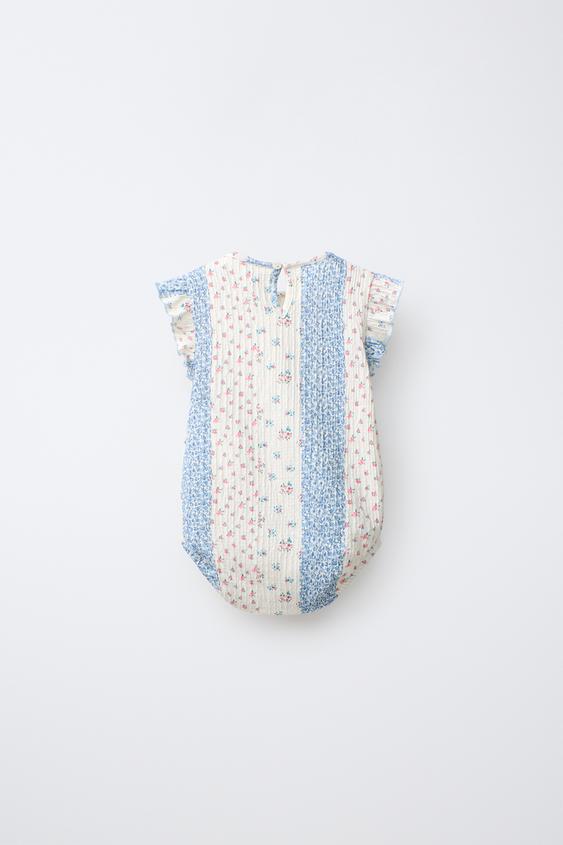 BODY PATCHWORK FLEURS - Bleu / Blanc de Zara - Image 1