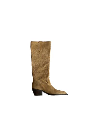 SPLIT LEATHER COWBOY TALL BOOTS SIZE 6.5