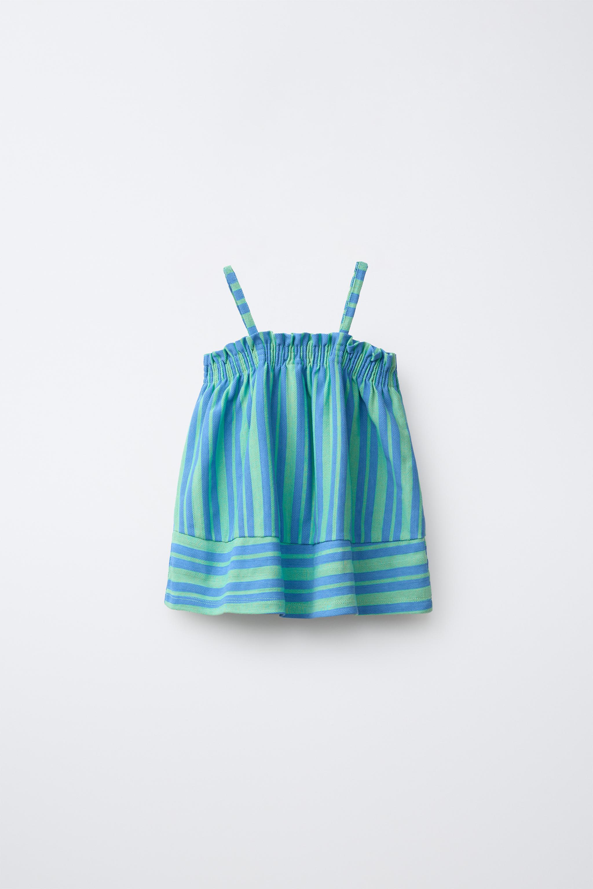 STRIPED TEXTURED TOP — Blue / Green