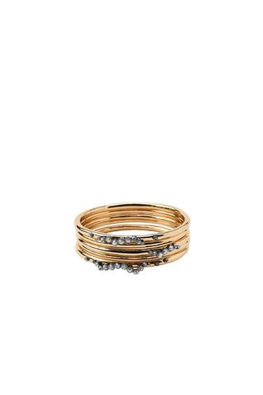 PACK OF 5 METALLIC RHINESTONE BRACELETS - Golden by Zara