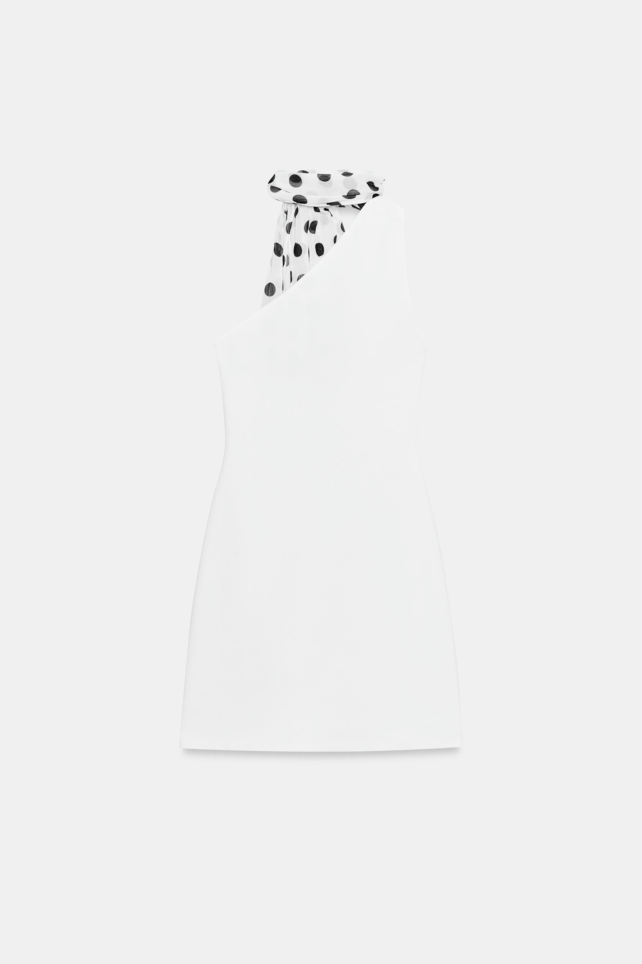 POLKA DOT HALTER SCARF DRESS