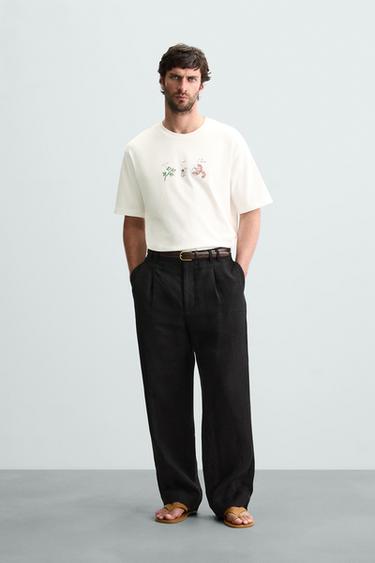 CAMISETA BORDADO COMBINADO - Blanco roto de Zara - Imagen 0