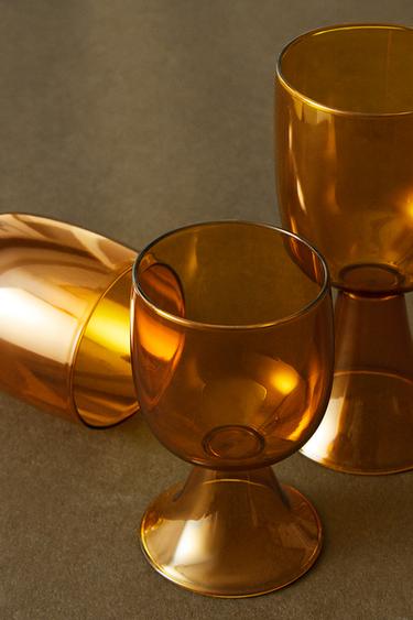 COLOURED BOROSILICATE TALL WINE GLASS X COLLAGERIE - Ochre by Zara