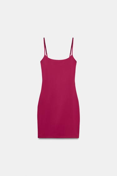 POLYAMIDE BLEND STRAPPY DRESS - Raspberry by Zara - Image 2