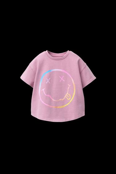 Zara HEAVY WASHED EFFECT NIRVANA ® T-SHIRT - Pink - Image 0