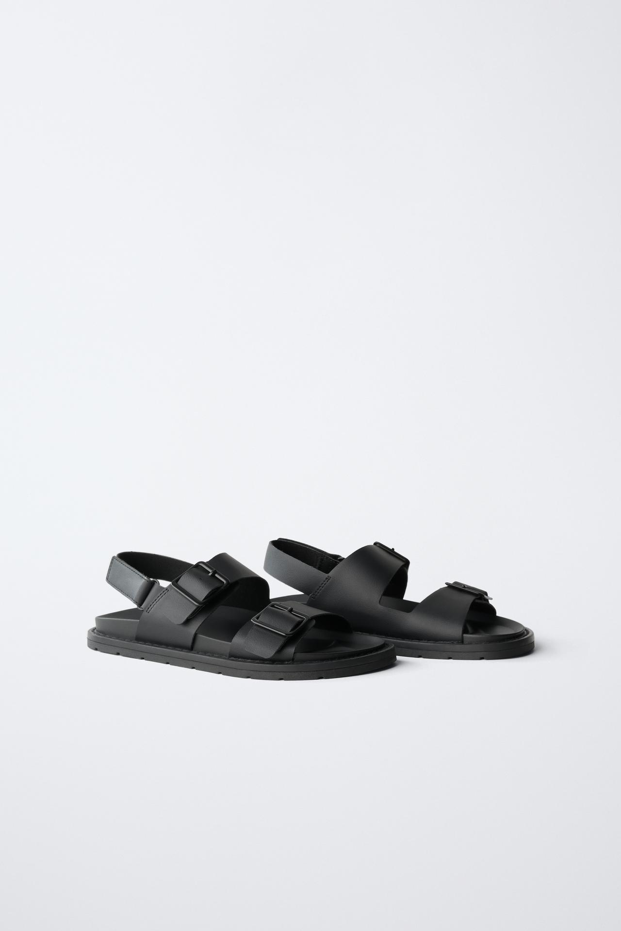 BUCKLED SANDALS — Black