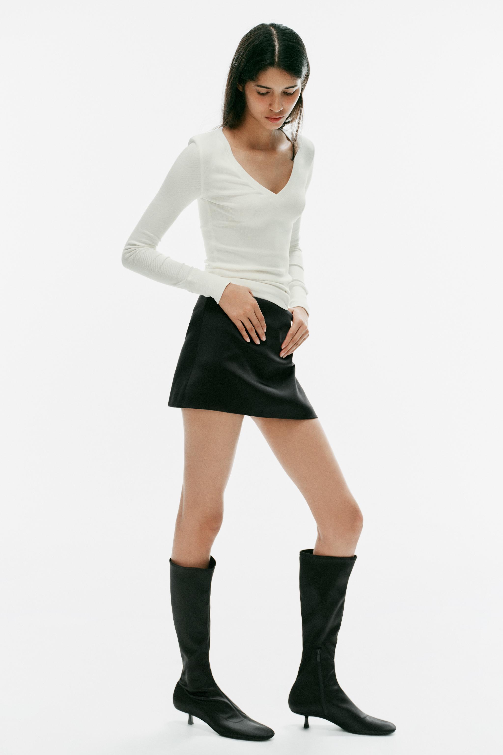 Zara Saten Yüzeyli Mini Etek görsel 3