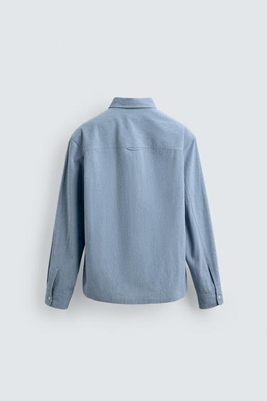 TEXTURED SHIRT WITH POCKET - Sky blue by Zara - Image 7