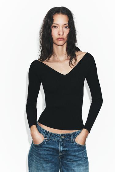 TOP AJUSTADO PUNTO RIB - Negro de Zara - Imagen 0