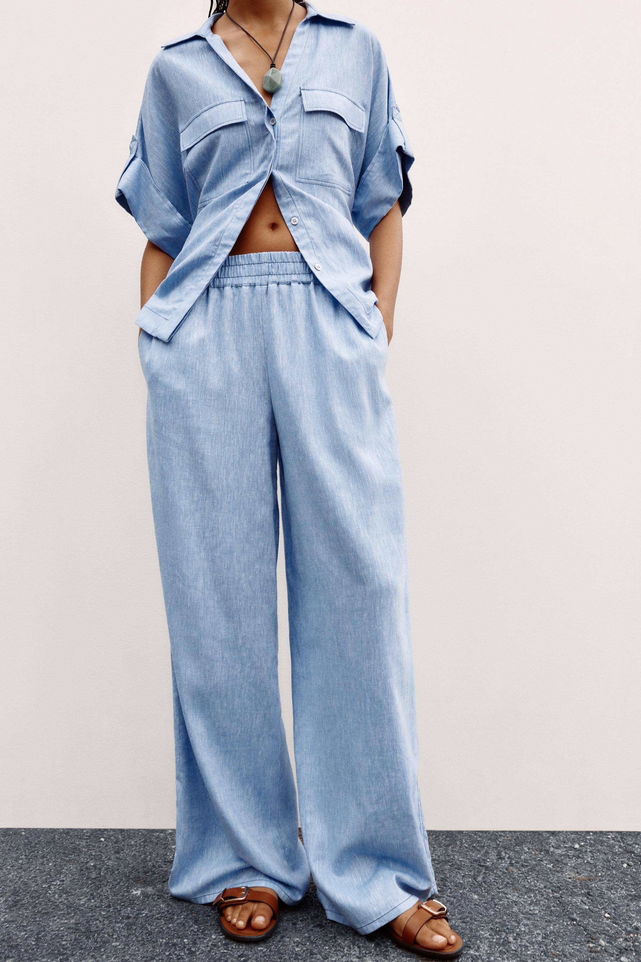 PANTALON LARGE AVEC LIN