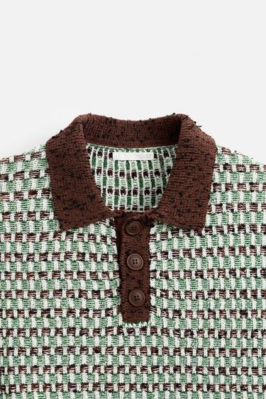 POLO EN MAILLE JACQUARD - Vert de Zara - Image 10