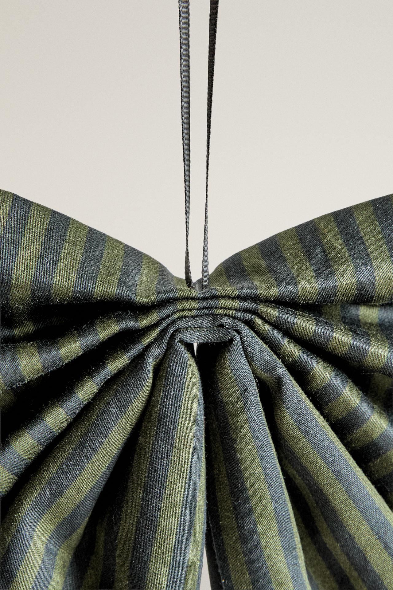 STRIPED BOW CHRISTMAS ORNAMENT — Green