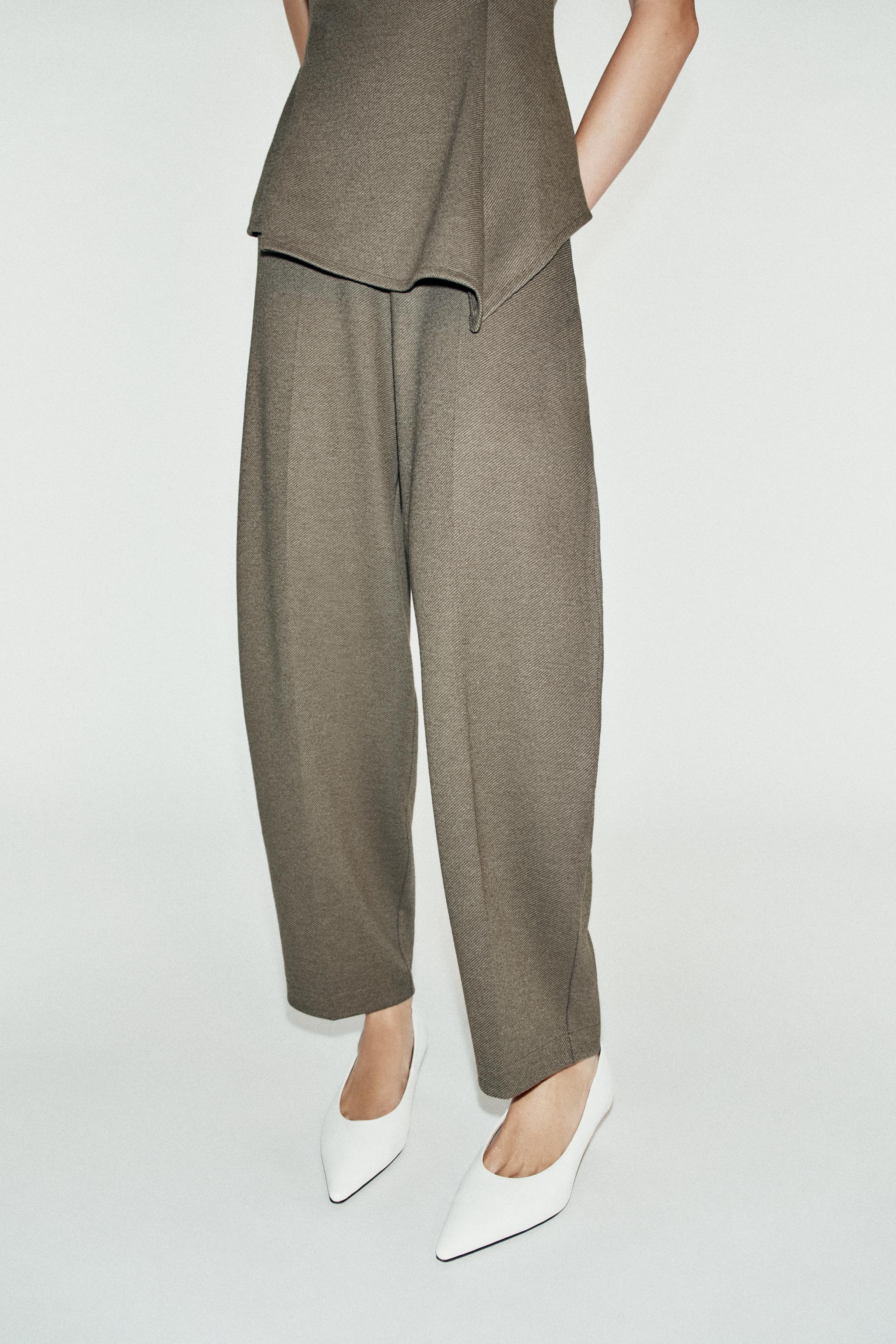 SOFT CARROT PANTS — Brown marl