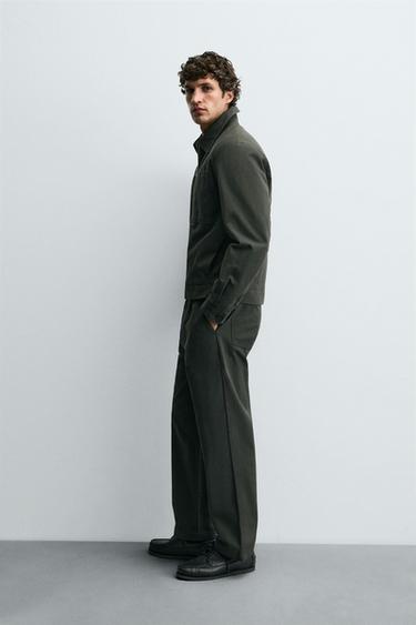 TEXTURED CANVAS TROUSERS - Dark khaki by Zara - Image 3