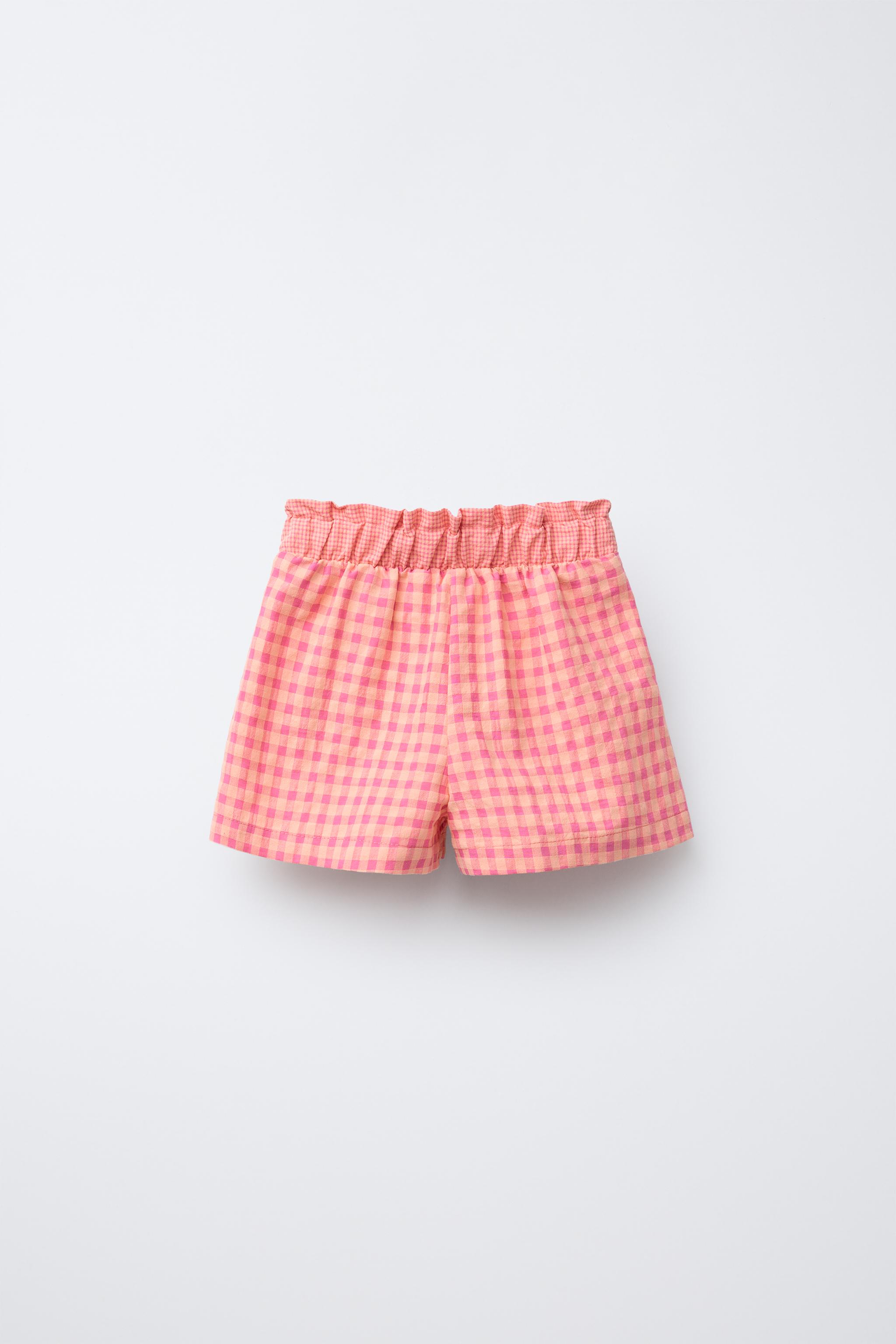 新品☆ZARA ザラ フリル付きフラワー柄バミューダパンツ かぎ針編みフラワー デニムバミューダパンツ - ライトブルー