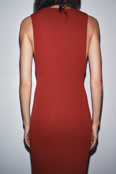 ROBE LONGUE DRAPÉE - Rouge foncé de Zara - Image 2