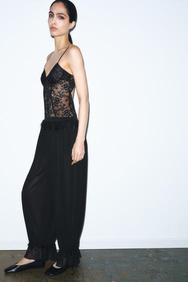 LACE BACKLESS BODYSUIT - Black by Zara