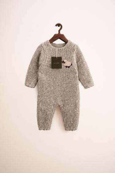 ZARA TIMELESS - KNIT JUMPSUIT WITH SHEEP DETAIL - Stone by Zara