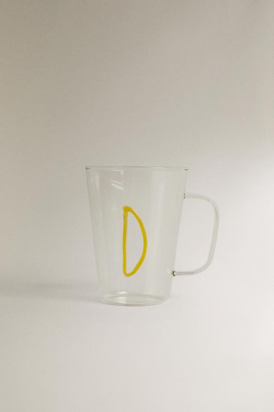 CANECA DE BOROSSILICATO COM INICIAL D - Amarelo da Zara - Imagem 0