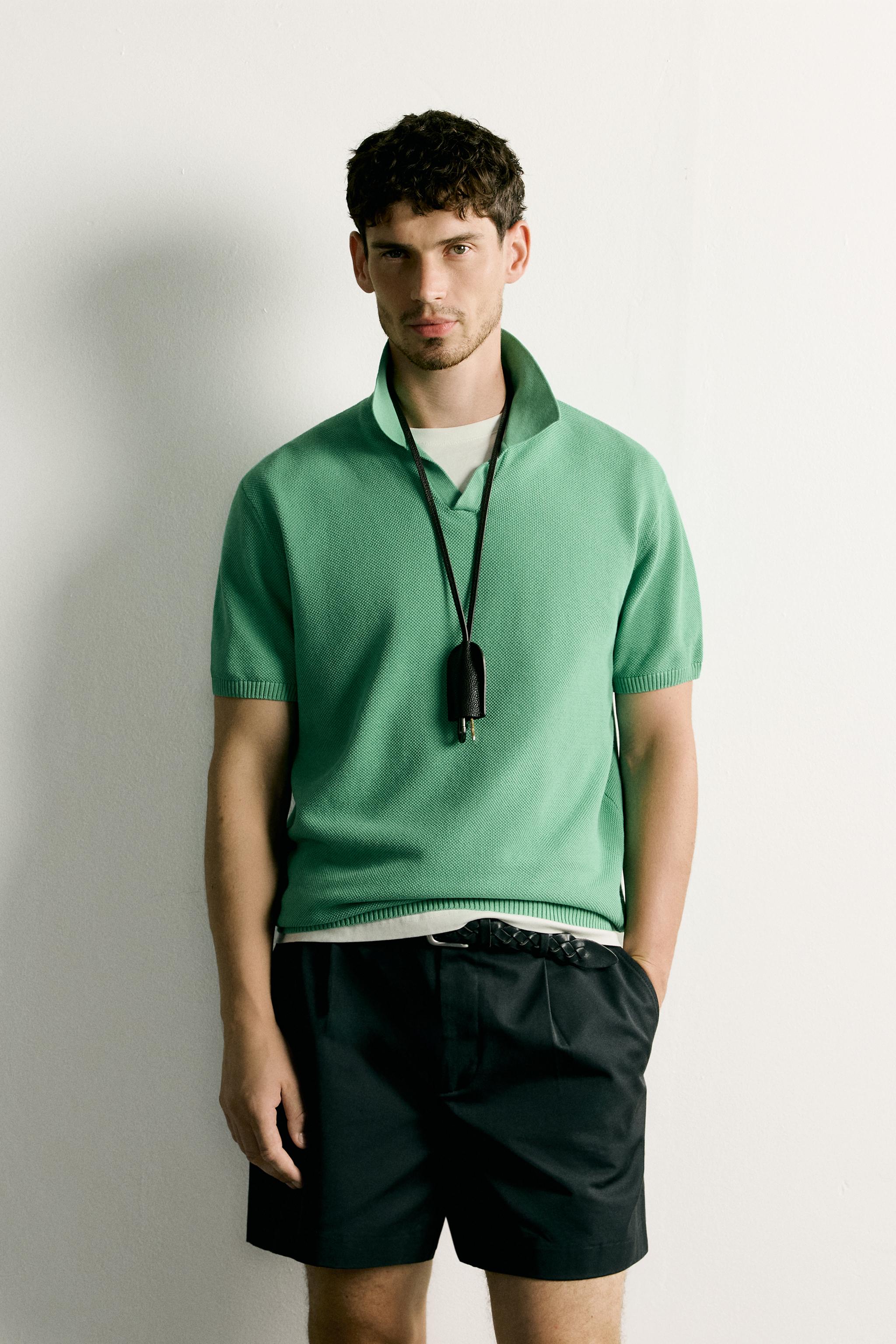 TEXTURED REGULAR FIT KNIT POLO — Green (alternate view)