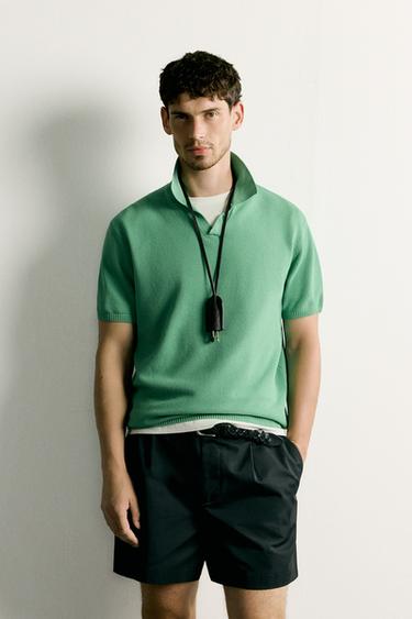 POLO PUNTO REGULAR FIT ESTRUCTURA - Verde de Zara