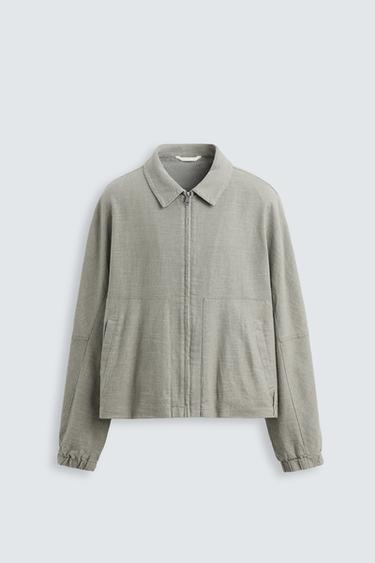 LINEN/COTTON TEXTURED JACKET - Greenish by Zara