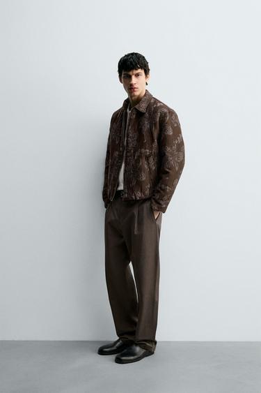 VESTE JACQUARD FLORALE - Chocolat de Zara - Image 3