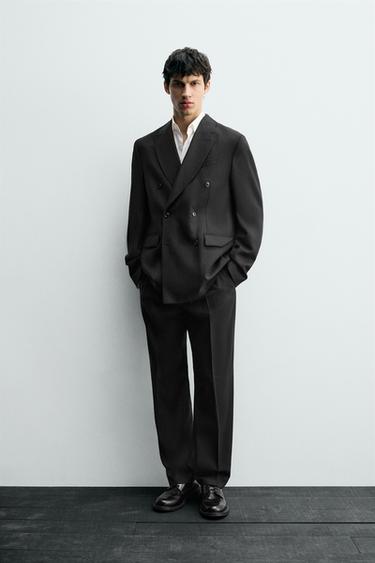 CALÇAS DE TERNOS 100% LÃ - Preto da Zara