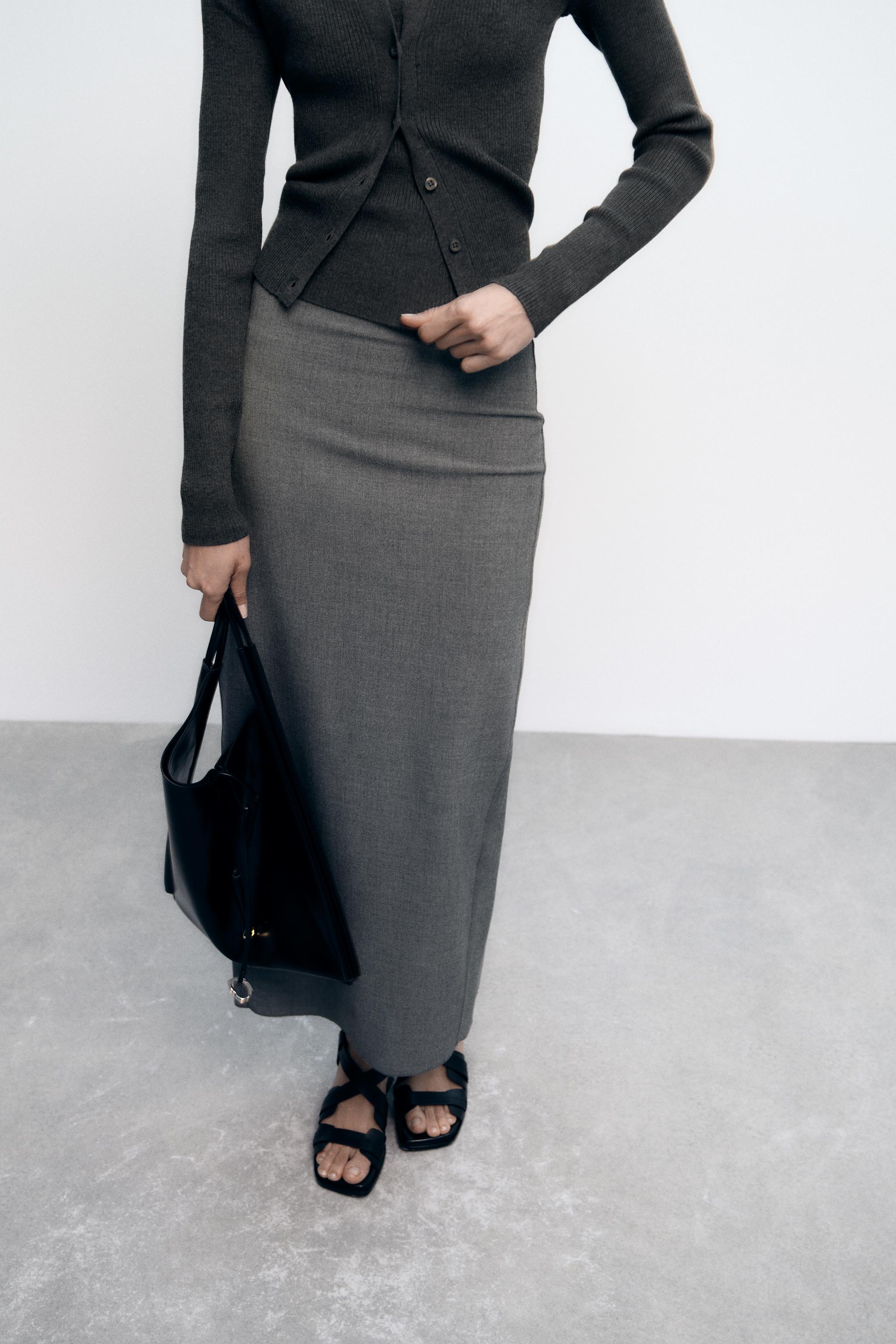 Grey fitted hotsell pencil skirt