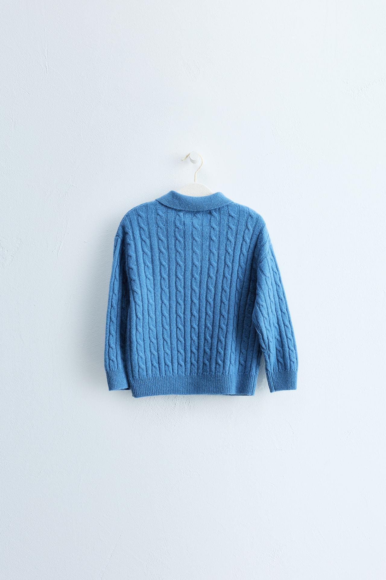 ZARA TIMELESS - 100% WOOL POLO KNIT SWEATER — Blue