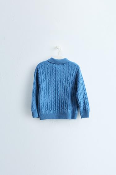 ZARA TIMELESS - 100% WOOL POLO KNIT SWEATER — Blue 2